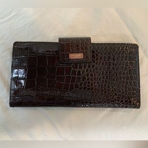 Kate Spade Brown Crocodile Clutch Wallet